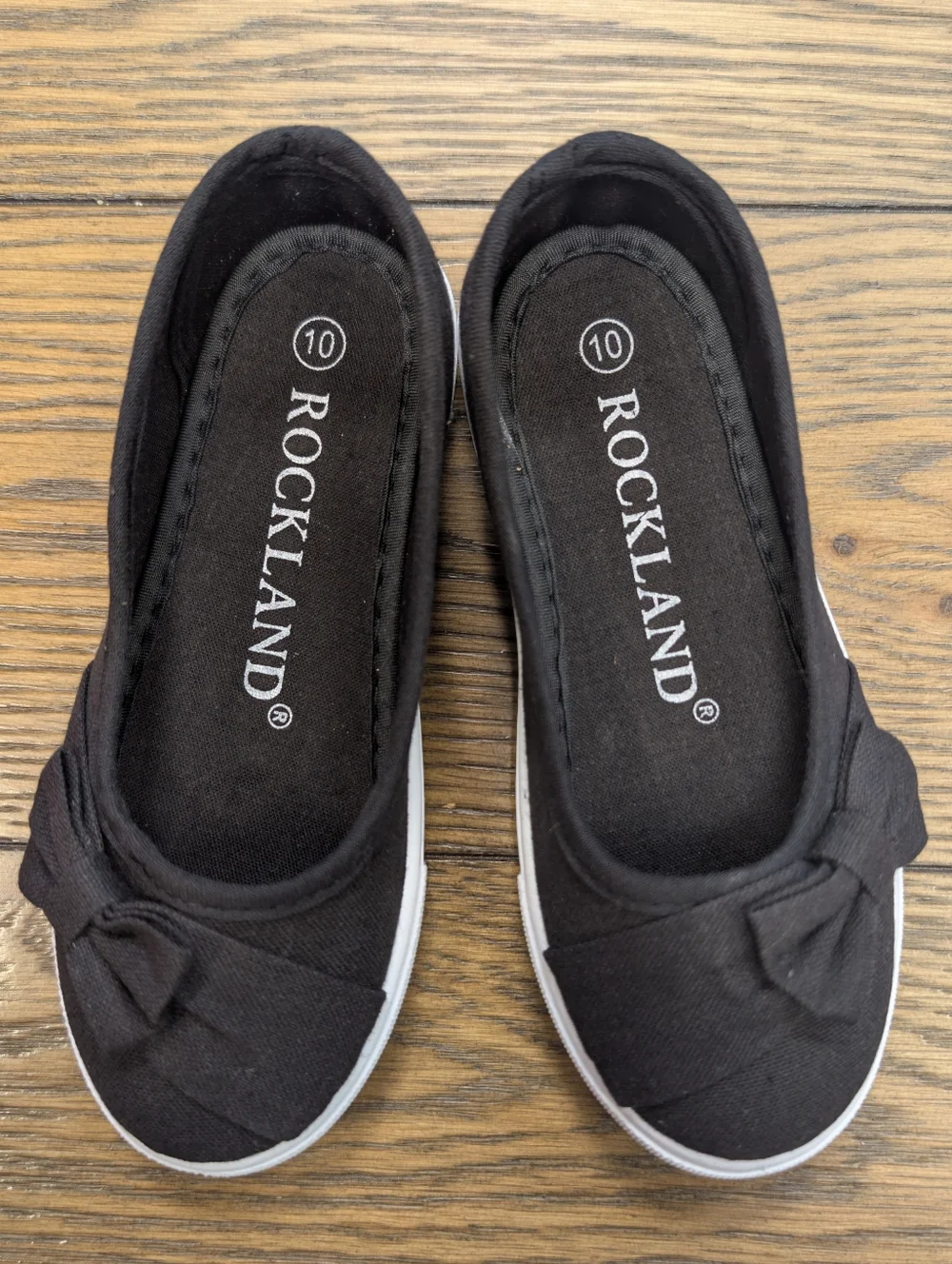 🧡3/$30 Final Pair ⚡Rockland Black Canvas Slip-On Flats with Bow Size 10